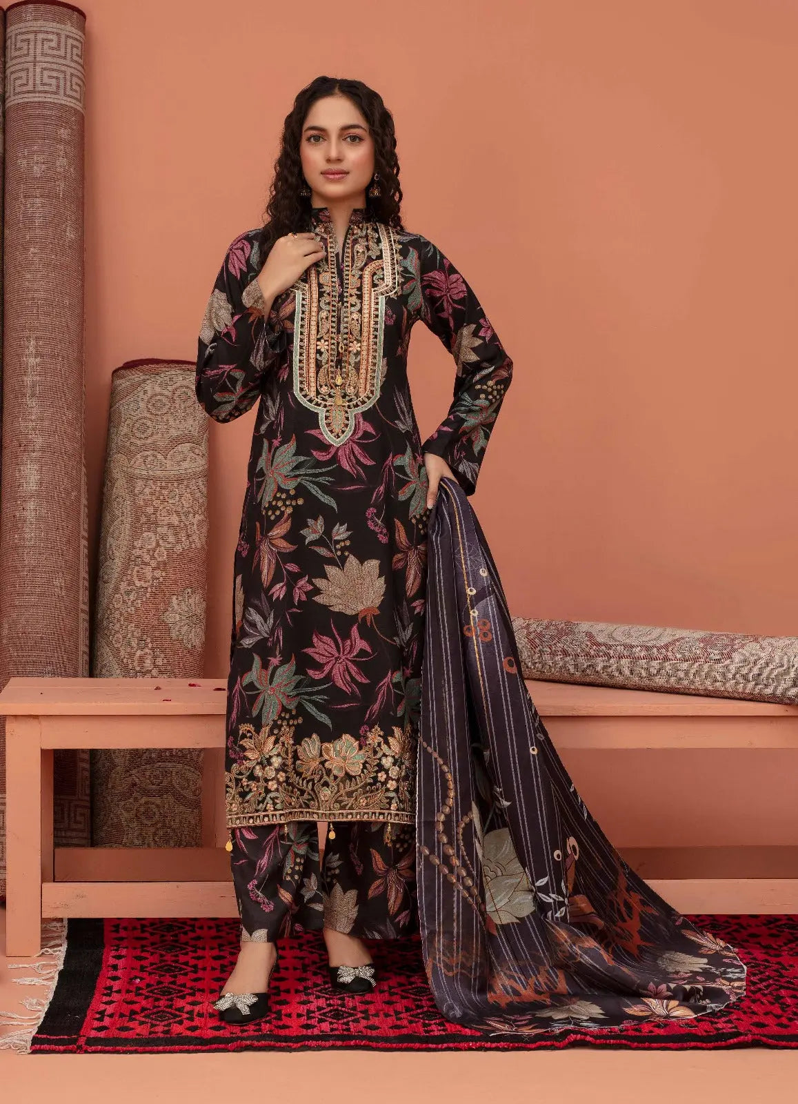 ASHYANA Vol 39 | Embroidered Dhanak 3pc Pakistani Readymade Womenswear  | ART01 (3 Designs)