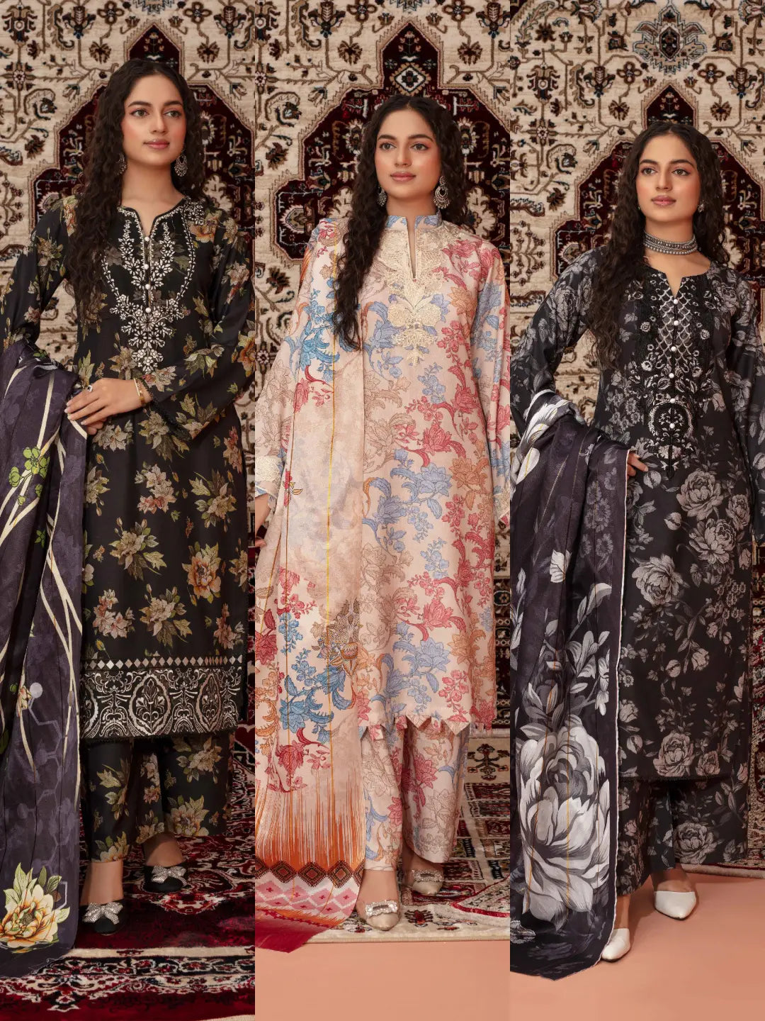 ASHYANA Vol 39 | Embroidered Dhanak 3pc Pakistani Readymade Womenswear  | ART02 (3 Designs) Ashyana