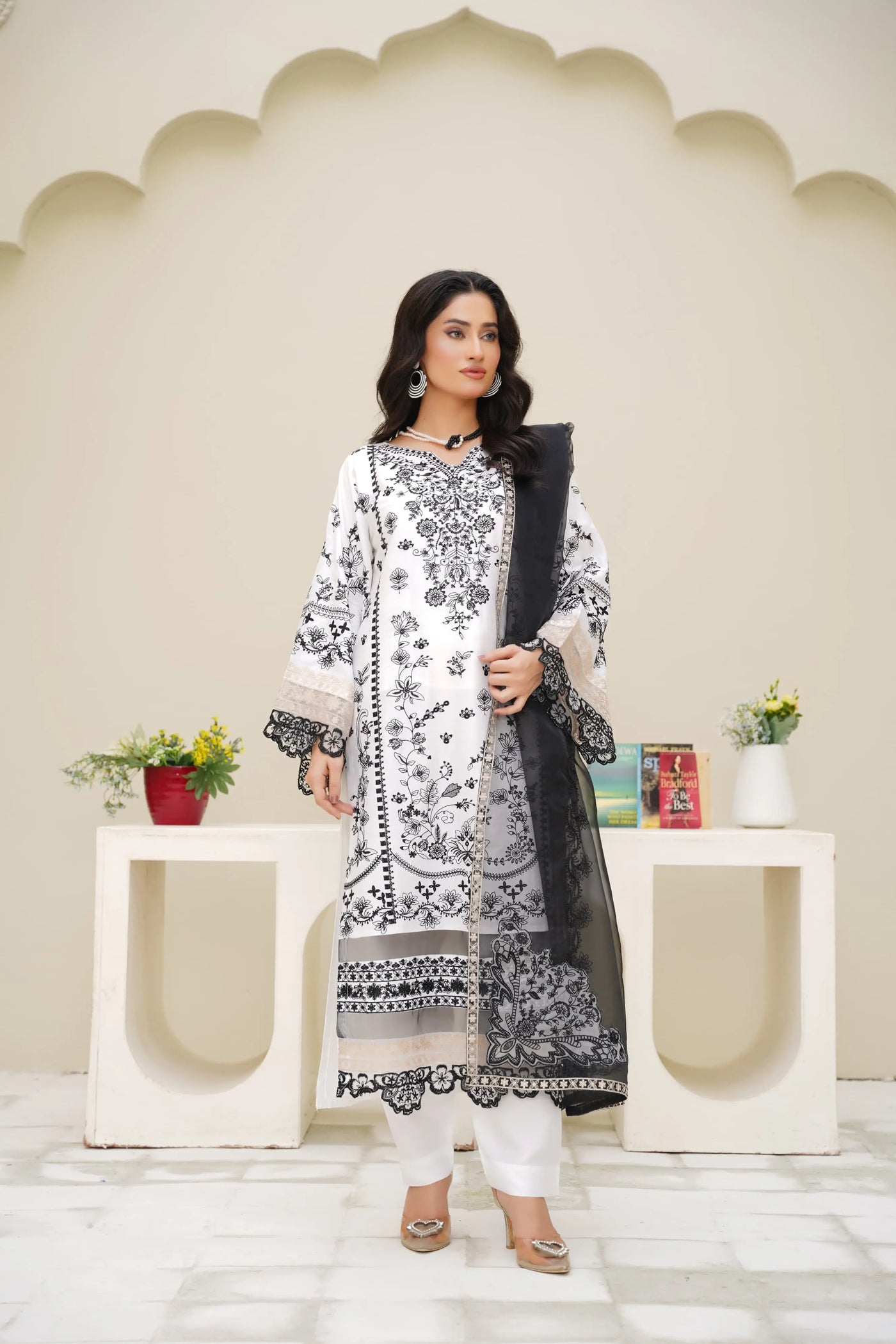 Aiz | Embroidered Stone Linen 3pc Readymade Womenswear Traditional | ANZ003 Aiz