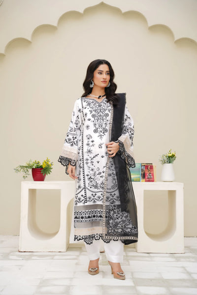 Aiz | Embroidered Stone Linen 3pc Readymade Womenswear Traditional | ANZ003 Aiz
