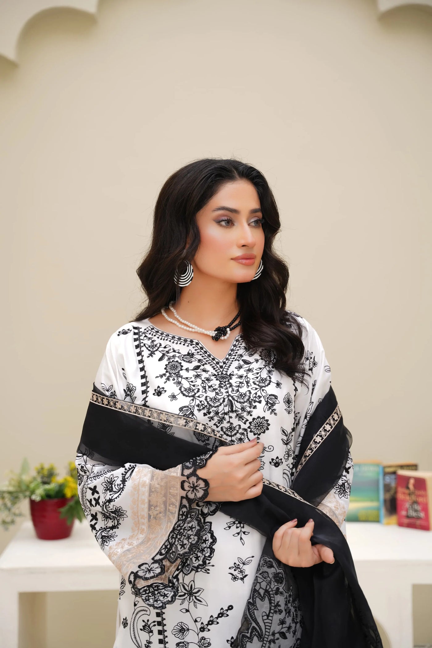 Aiz | Embroidered Stone Linen 3pc Readymade Womenswear Traditional | ANZ003 Aiz