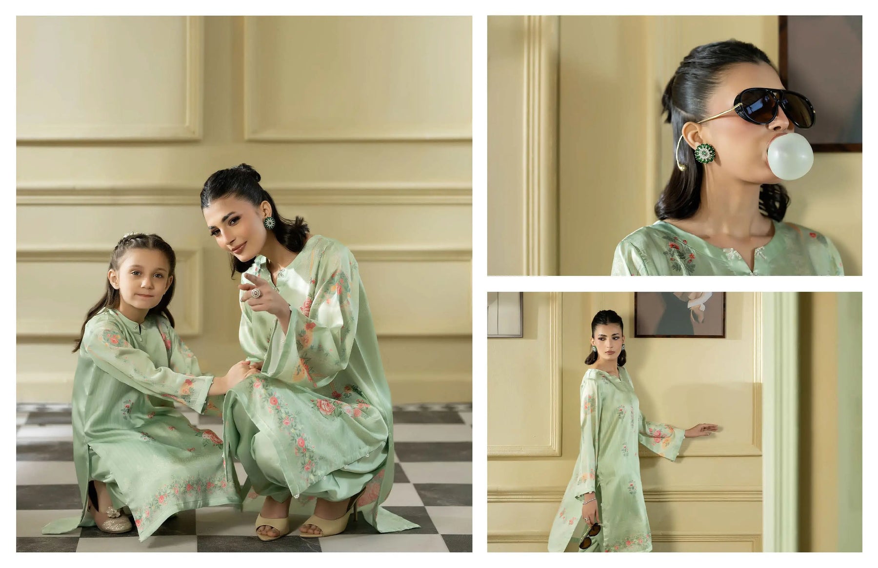 Pakistan Mithe Jan Allys Essentials | Printed Silk Eid Pakistani Co Ords Mother & – HIRA ...