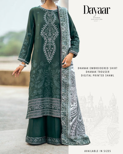 Casuallite ‘Dayaar’ | Luxury Embroidered Dhanak Readymade | HT241