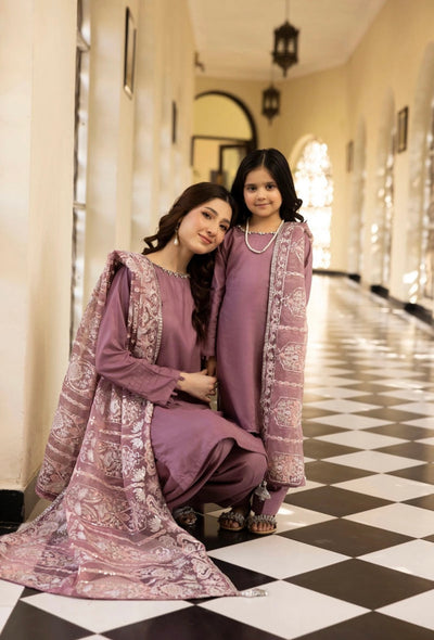 SIMRANS ‘Kaash’ | Embroidered Viscose Mother & Daughter Readymade | SM774 (Dusty Pink)