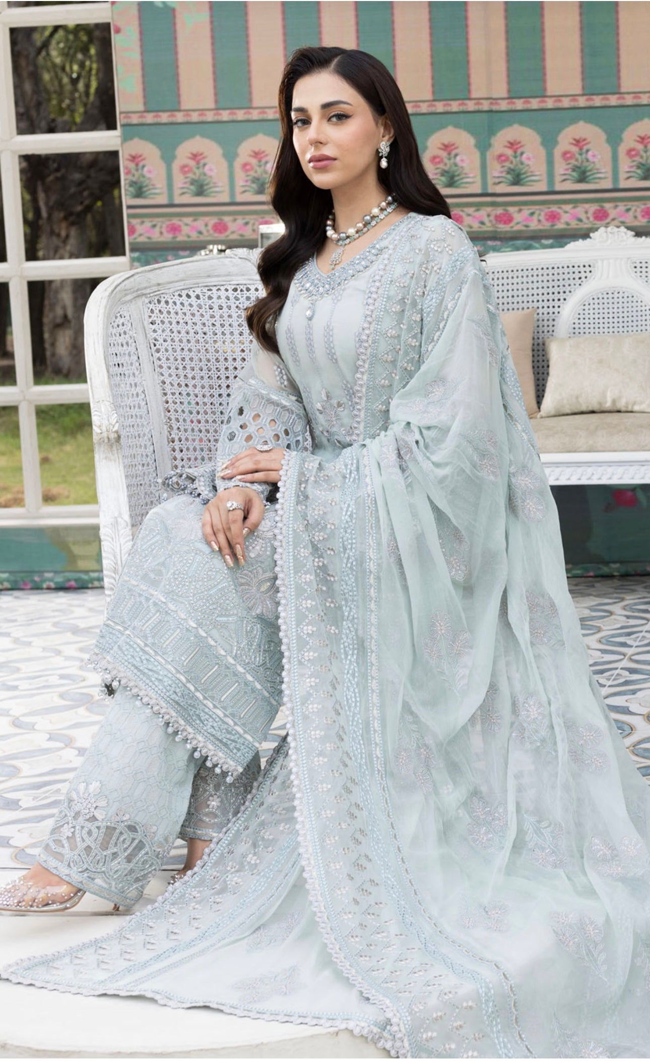 SIMRANS ‘Sienna’ | Embroidered Chiffon  Readymade | SM582