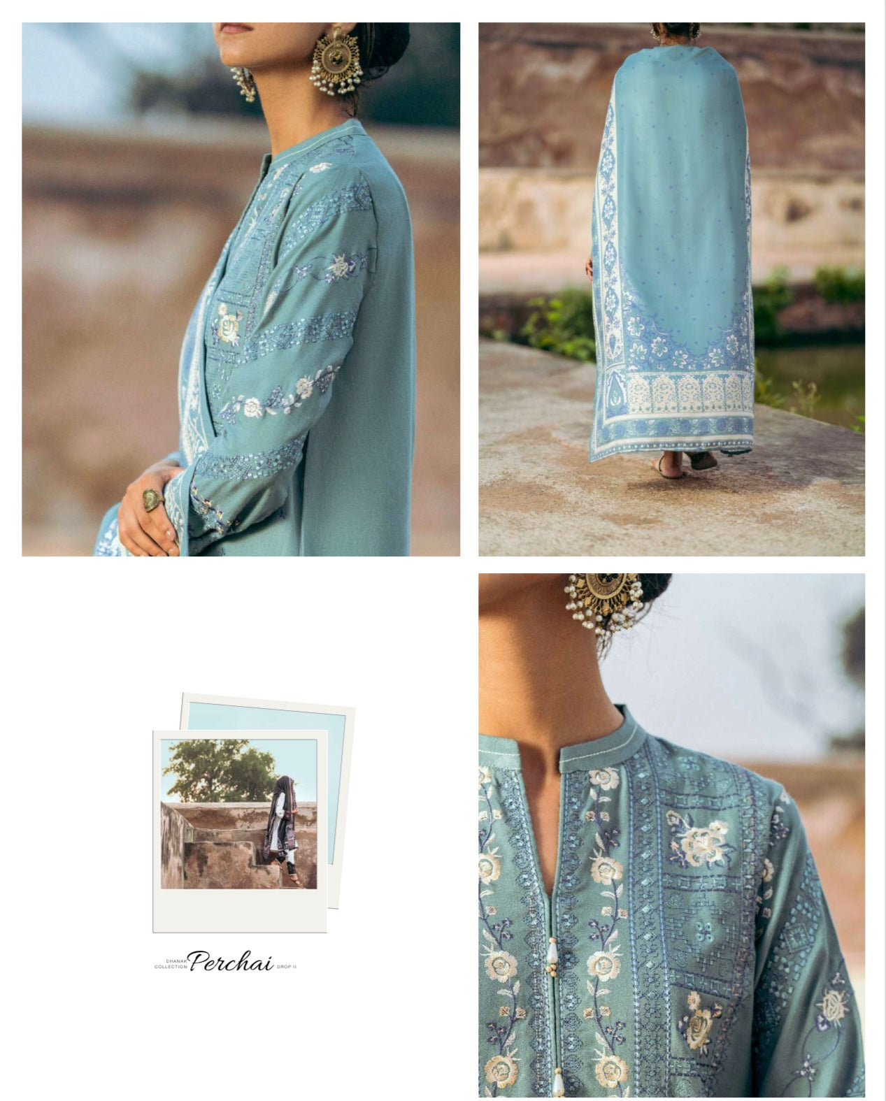 Casuallite ‘Perchai’ | Luxury Embroidered Dhanak Readymade | HT248