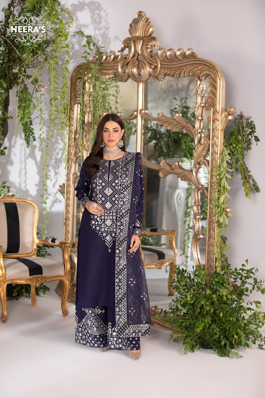 HEERAS | Luxury Embroidered Viscose Eid Readymade | HSS015 (Purple)