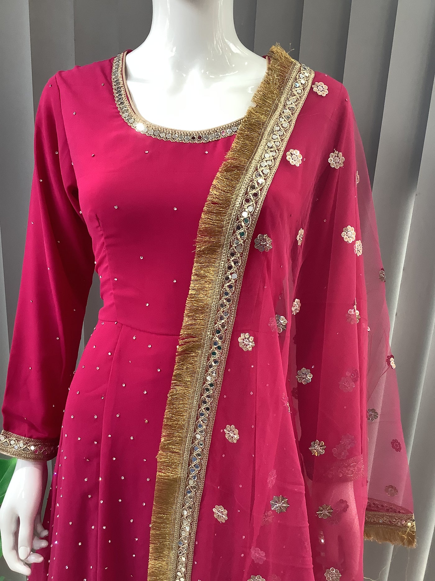 ASHA | Embroidered Chiffon Dress Mother & Daughter Readymade Pink | AS63