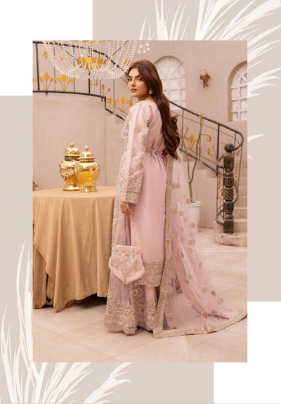 SIMRANS ‘Pari Lux’ | Embroidered Chiffon Readymade | SM648 (Peach)