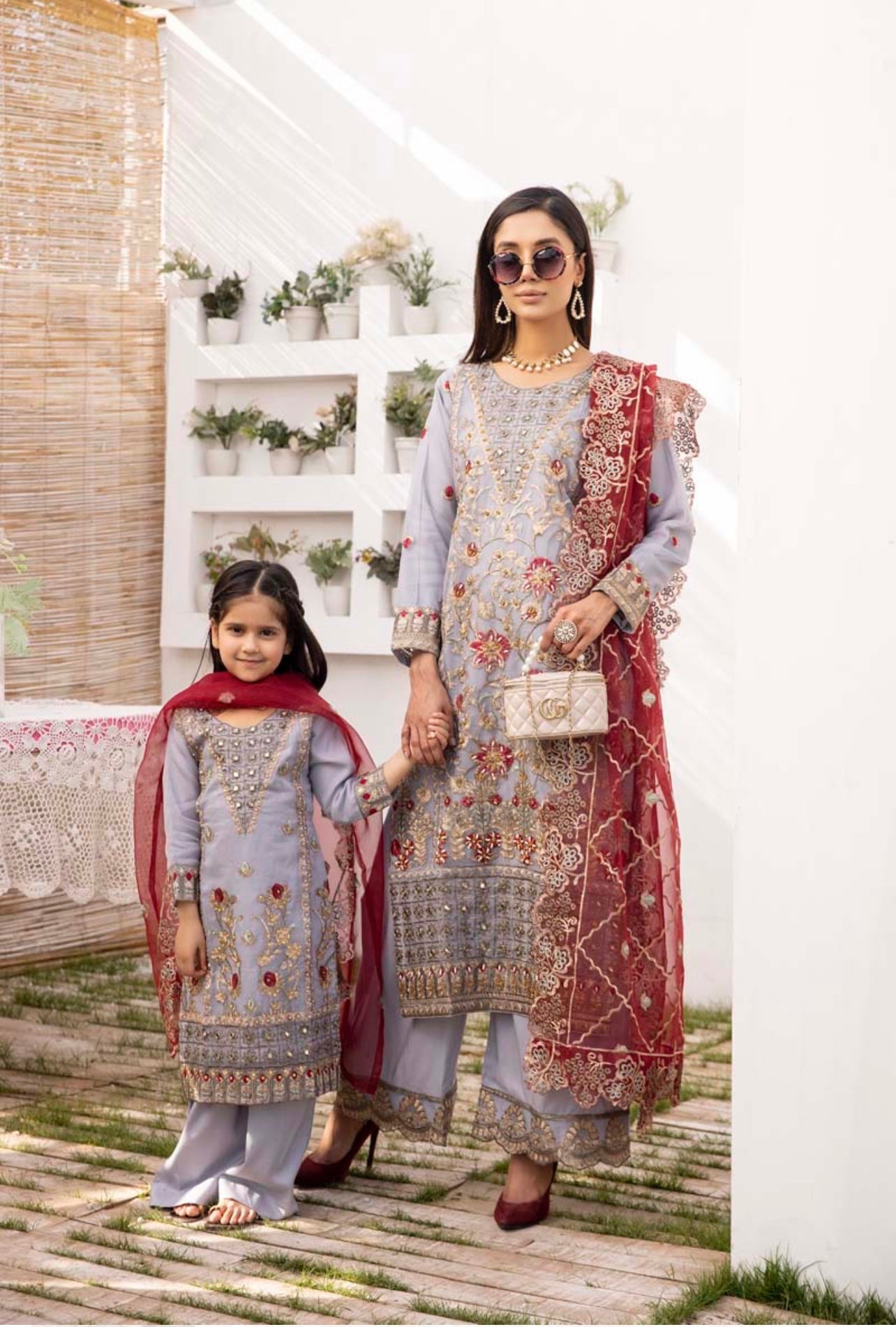 SIMRANS ‘FIDA’ | EMBROIDERED ORGANZA 3PC Mother & Daughter READY TO WE ...