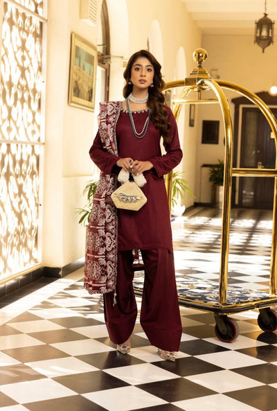 SIMRANS ‘Kaash’ | Embroidered Viscose Mother & Daughter Readymade | SM774 (Burgundy)