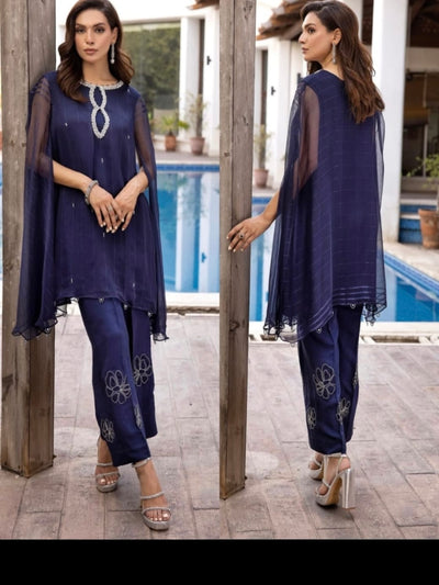 ALLY’s | Embroidered Chiffon Kaftan Mother & Daughter Readymade  | AL454