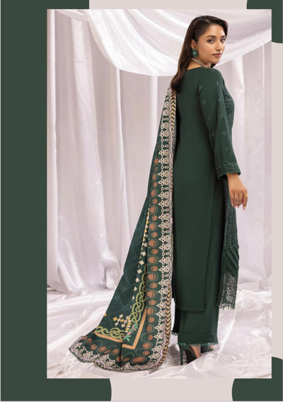 SIMRANS ‘Aafreen’ | Embroidered Dhanak Chikankari Readymade | SM714 (Green)