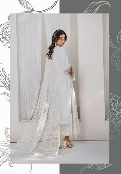 SIMRANS ‘Maria Lux’ | Embroidered Linen Readymade | SM762 (White)