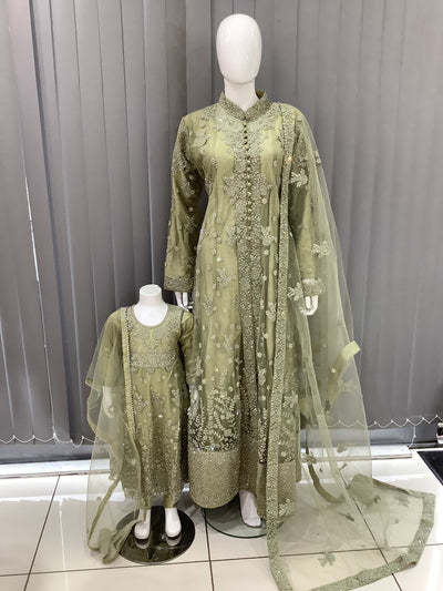 ASHA | Embroidered Net Mother & Daughter Ready To Wear Dress | AS75