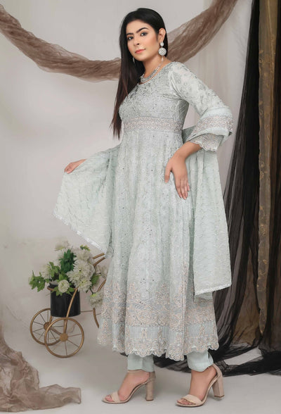 KHADIJAH’S | Chiffon Embroidered Frock Readymade | KJ118