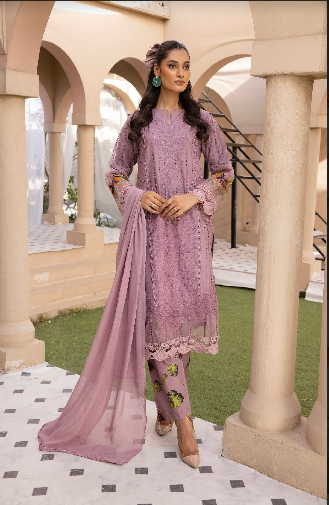 SIMRANS ‘Maria B Inspired’ | Embroidered Cotton Mother & Daughter Readymade | SM602 (Purple)