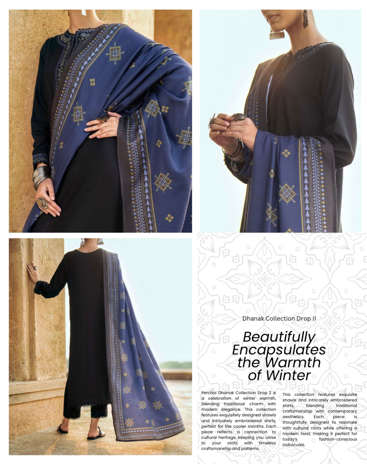 Casuallite ‘Perchai’ | Luxury Embroidered Dhanak Readymade | HT249