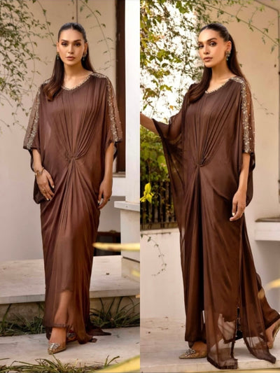 ALLY’s | Embroidered Chiffon Kaftan Mother & Daughter Readymade  | AL455