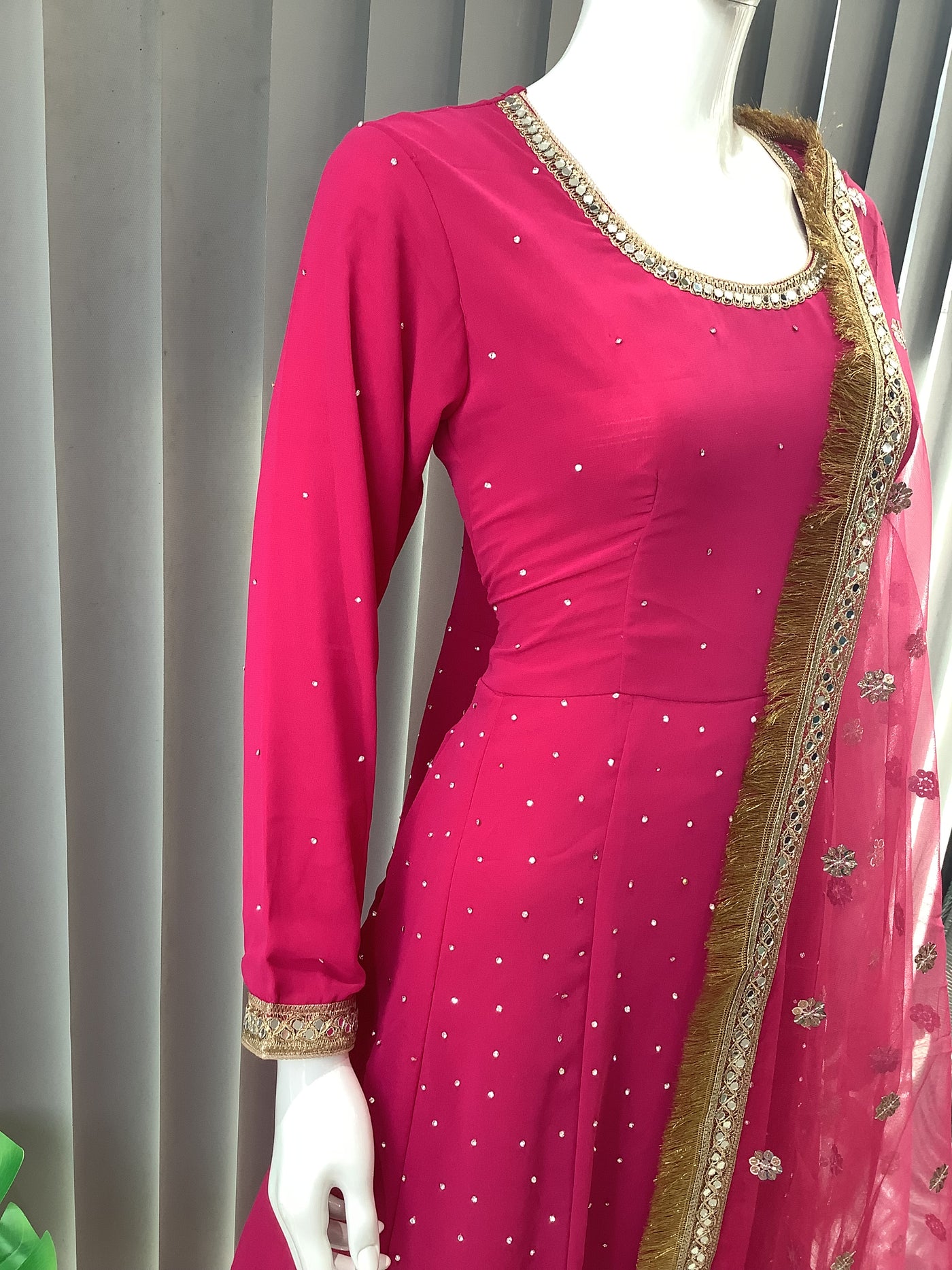 ASHA | Embroidered Chiffon Dress Mother & Daughter Readymade Pink | AS63