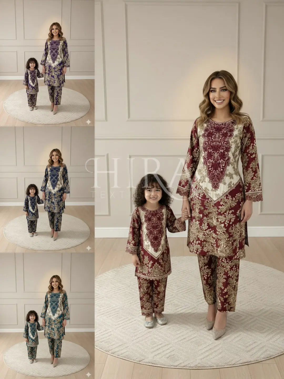 BabaPosh | Embroidered Slub Linen Mother & Daughter Pakistani Readymade | SZ199 (4 Colours) ShaZaib