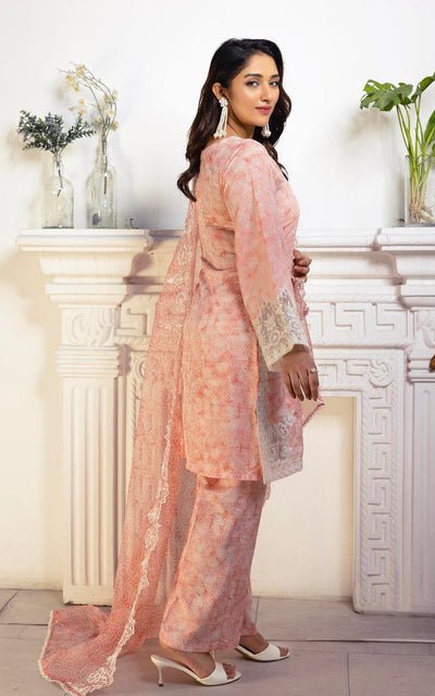 SIMRANS ‘Sawera’ | Embroidered Cotton Mother & Daughter Readymade | SM789 (Peach)