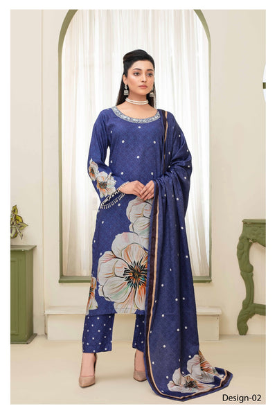 ASHYANA ‘Vol 21’ | Embroidered Handwork Linen 3pc Readymade  | ARD03