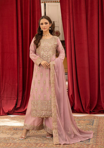 SIMRANS ‘Mahnoor Lux’ | Embroidered Chiffon Readymade | SM611 (Dusty Pink)