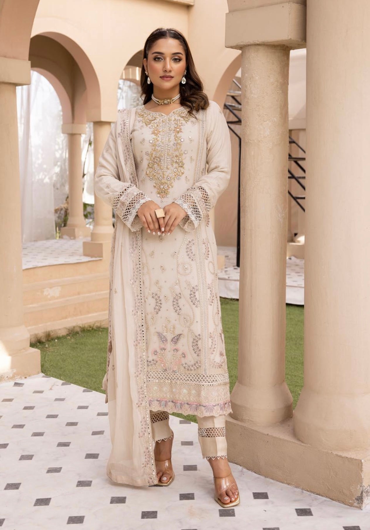 SIMRANS ‘Agha Noor Inspired’ | Embroidered Chiffon Readymade | SM628