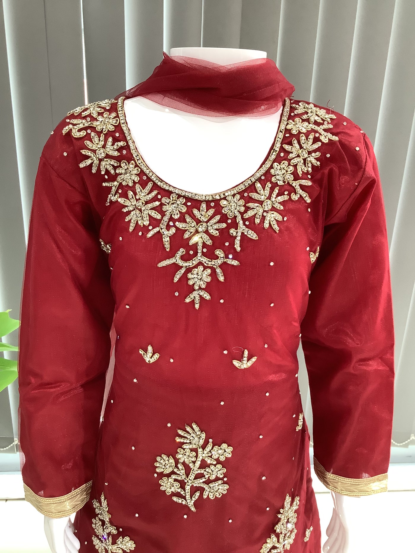 ASHA | Embroidered Hand Work Kids Ready To Wear Red | AS61