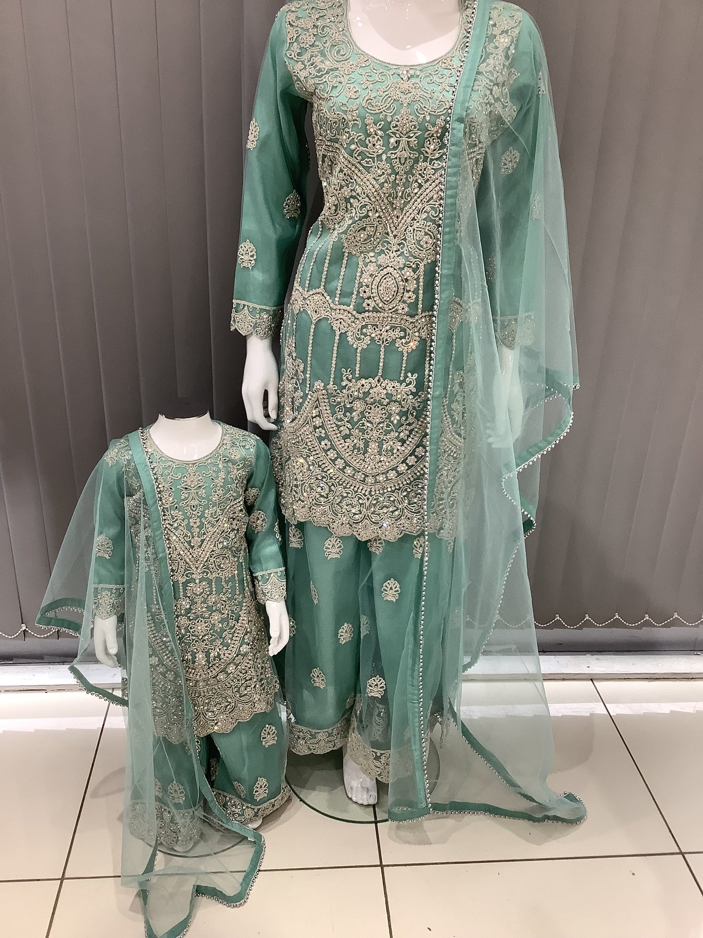 ASHA | Embroidered Net Mother & Daughter Ready To Wear  | AS74