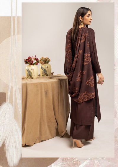 SIMRANS ‘Azure’ | Embroidered Dhanak Readymade | SM734 (Brown)