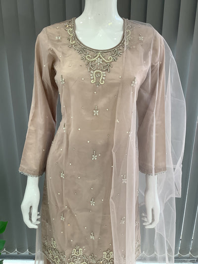 ASHA | Embroidered Hand Work Mother & Daughter Ready To Wear Dusty Pink | AS60