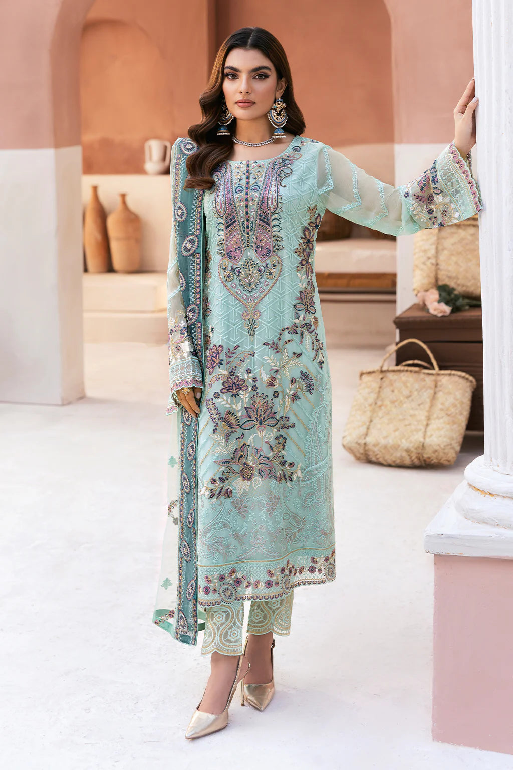 RAMSHA ‘Arzoo’ | Embroidered Chiffon Readymade | U108