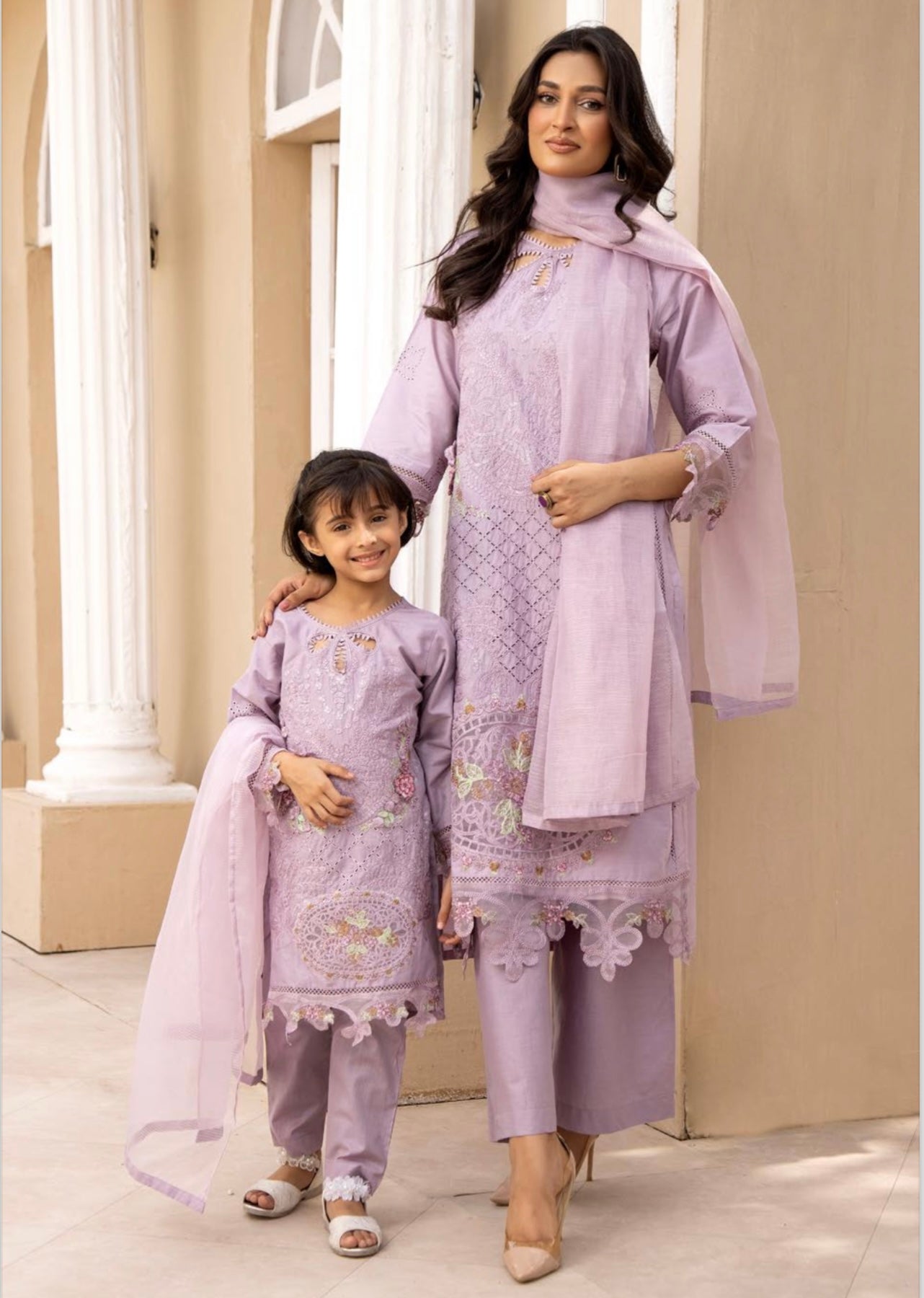 SIMRANS ‘Maria B Inspired’ | Embroidered Cotton Mother & Daughter Readymade | SM583 (Purple)