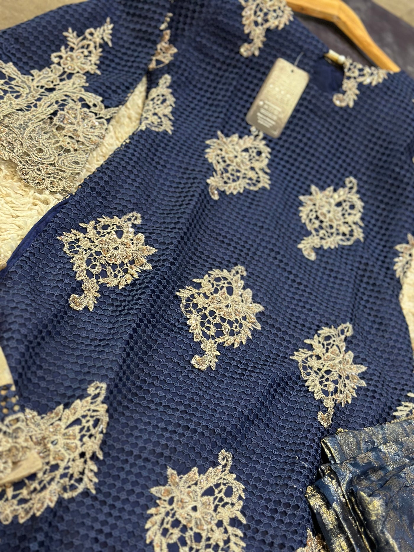 S Creations ‘Haniya’ | Embroidered Net Readymade | SC104 (Navy)