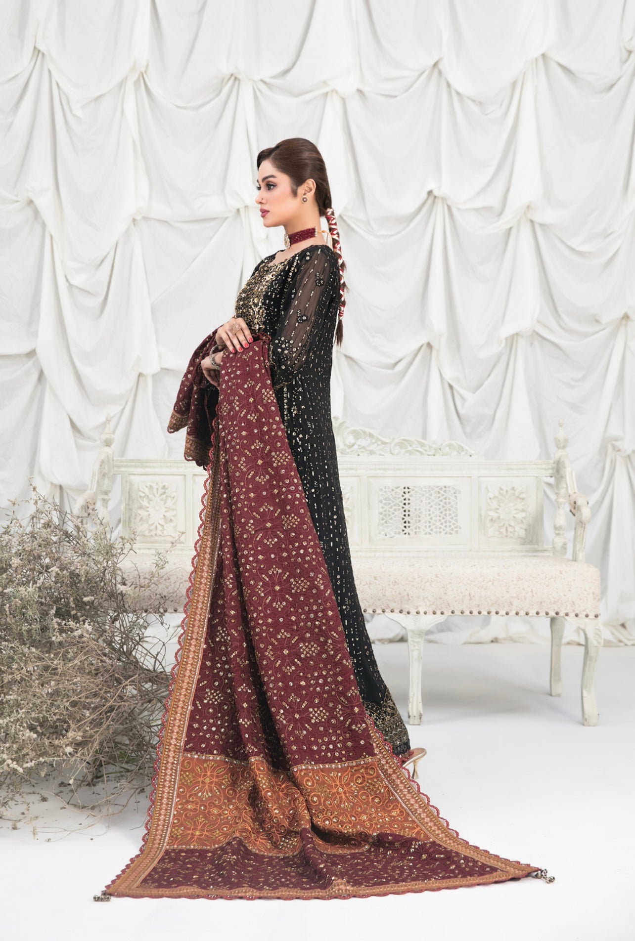 TAWAKKAL ‘Meharzad’ | Embroidered Chiffon Readymade | D1364