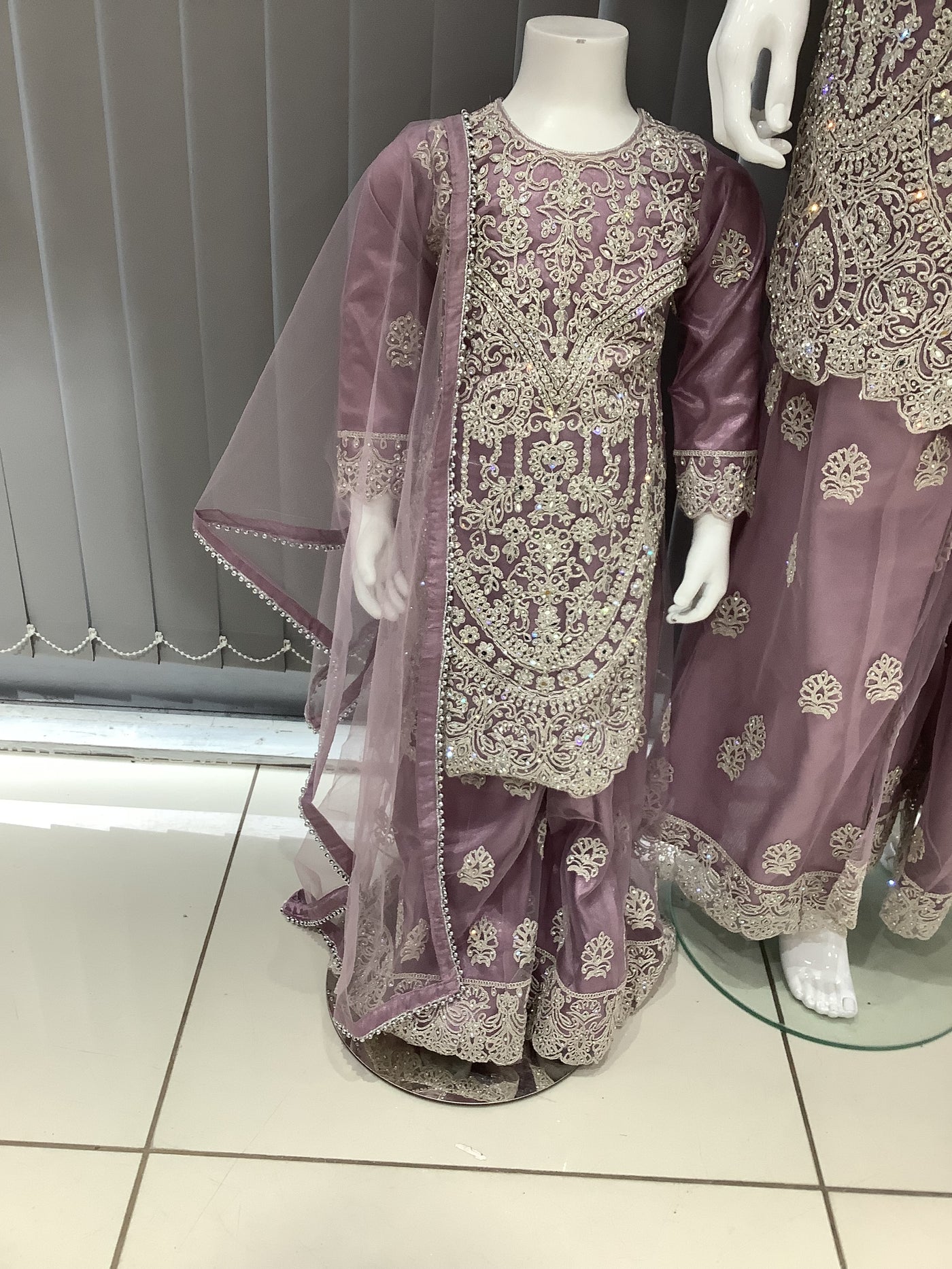 ASHA | Embroidered Net Mother & Daughter Ready To Wear Lilac | AS74