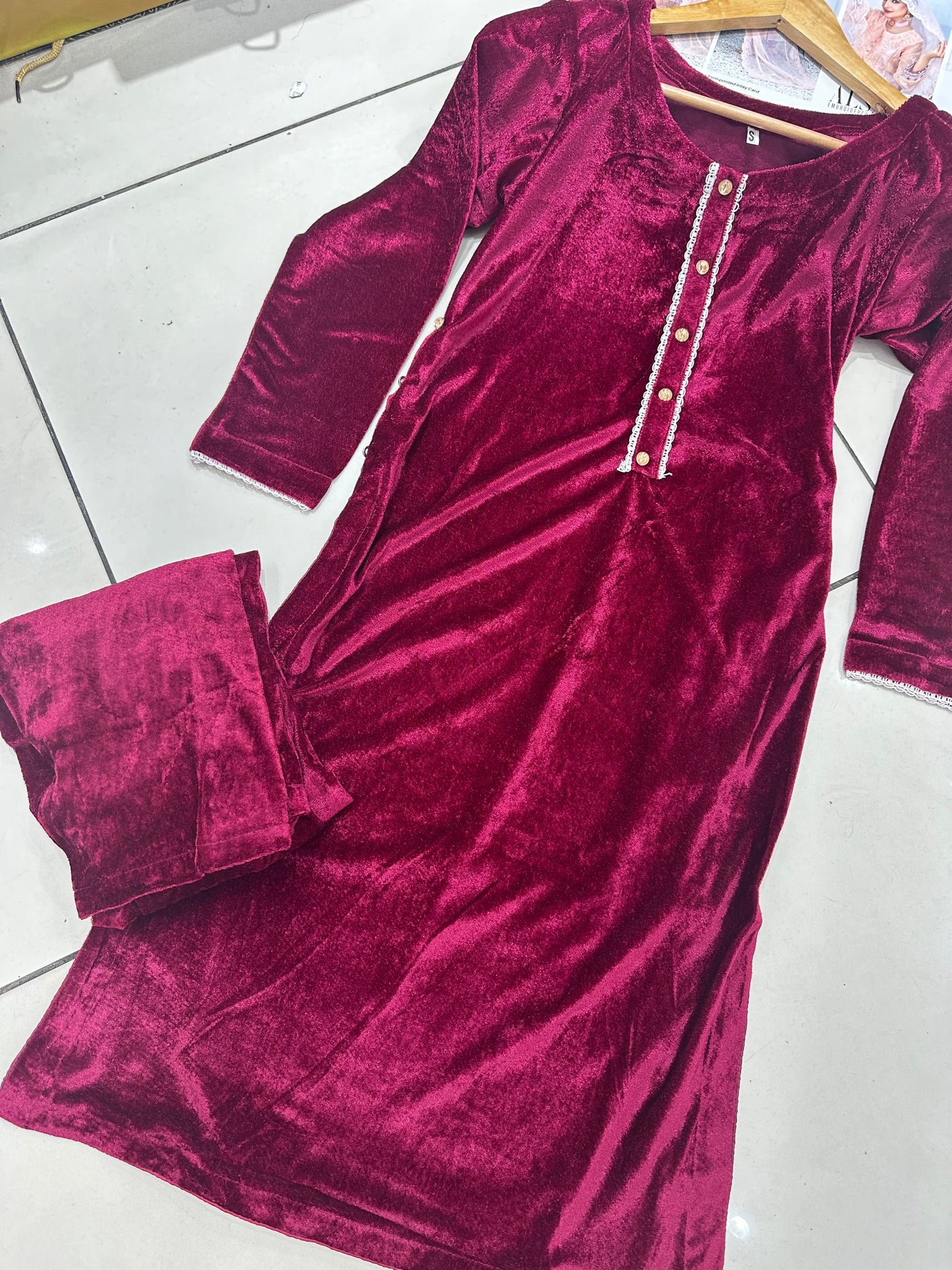 KHADIJAH’S | Embroidered Velvet 2pc Readymade | KJ153