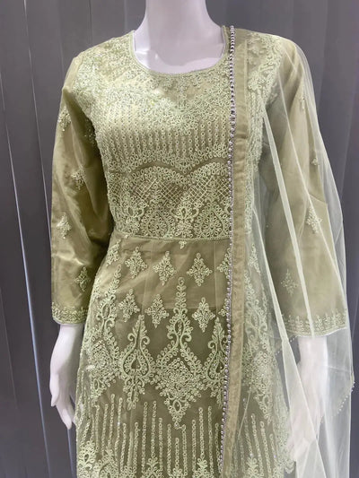 ASHA | Embroidered Hand Work Mother & Daughter Ready To Wear Mint  | AS84