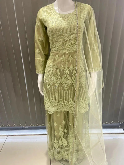 ASHA | Embroidered Hand Work Mother & Daughter Ready To Wear Mint  | AS84