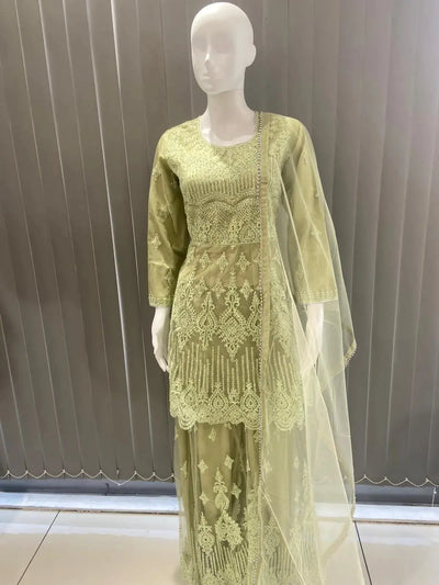 ASHA | Embroidered Hand Work Mother & Daughter Ready To Wear Mint  | AS84