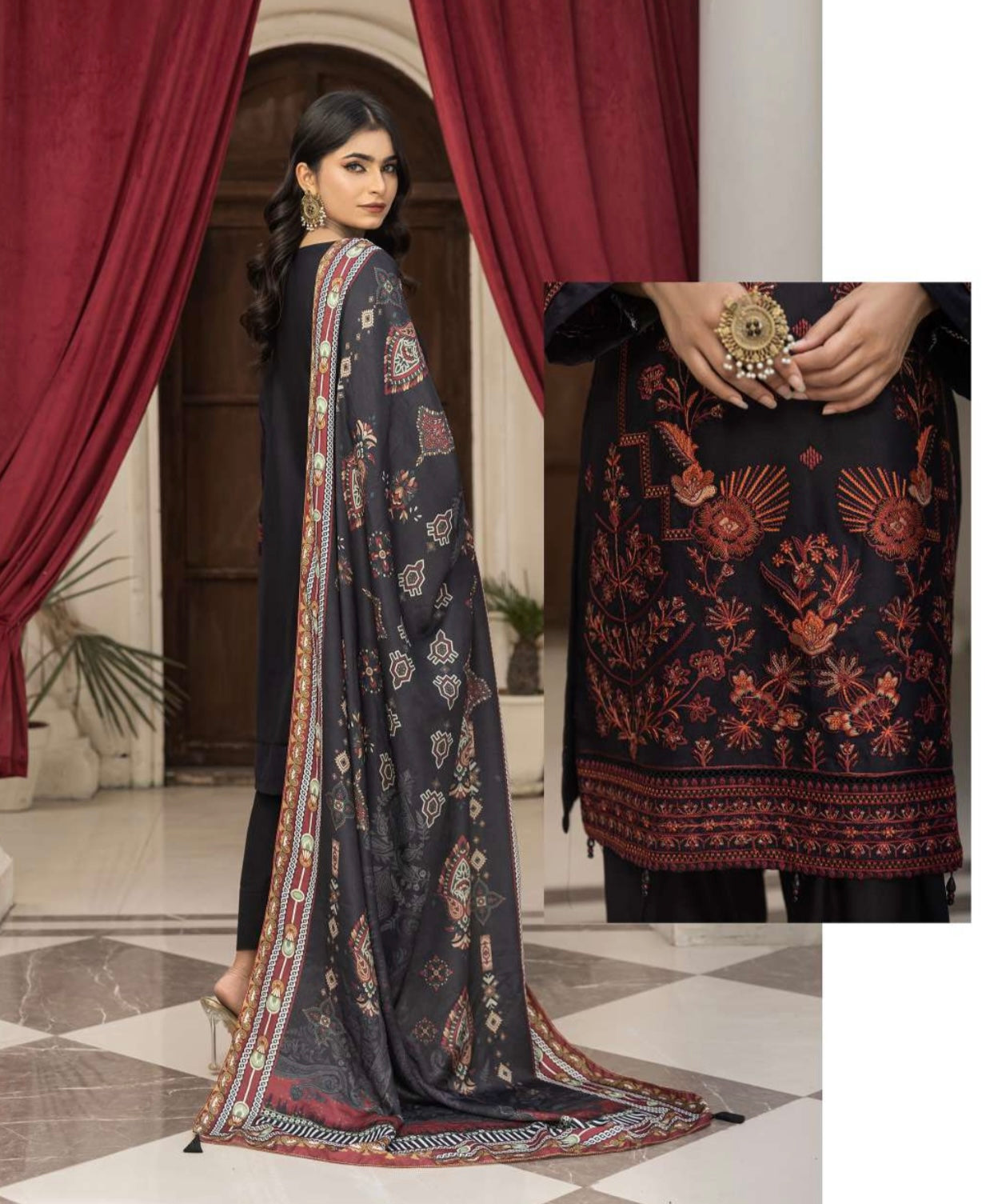 SIMRANS ‘Maahi’ | Embroidered Dhanak Shawl Readymade | SM722