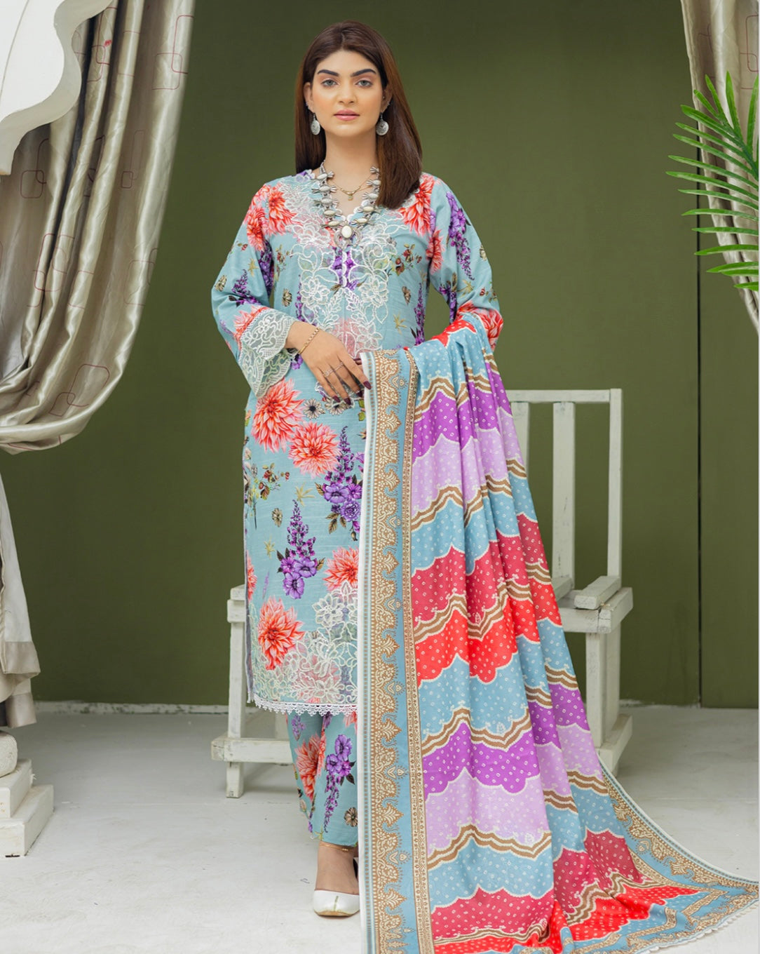 RANGZ ‘Gulaal’ | Embroidered Khaddar Readymade | RGZ032