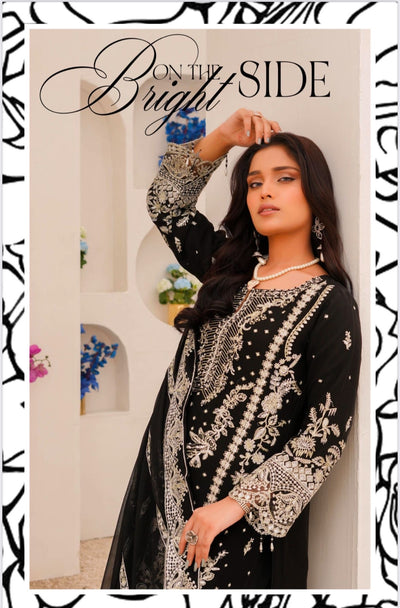 SIMRANS ‘Haseen’ | Embroidered Chiffon Readymade | SM761 (Black)