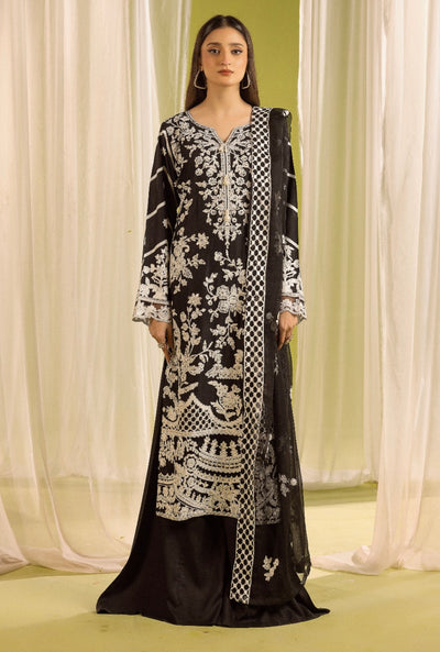 SIMRANS ‘Kismet’ | Embroidered Linen Handwork Readymade | SM760 (Black)