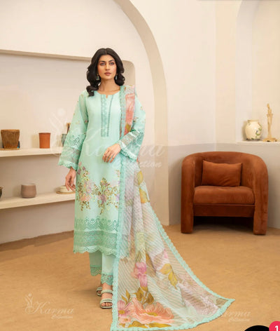 KARMA ‘Kayseria Vol 1’ | Embroidered Cotton Readymade | KC-1415 (Light Blue)