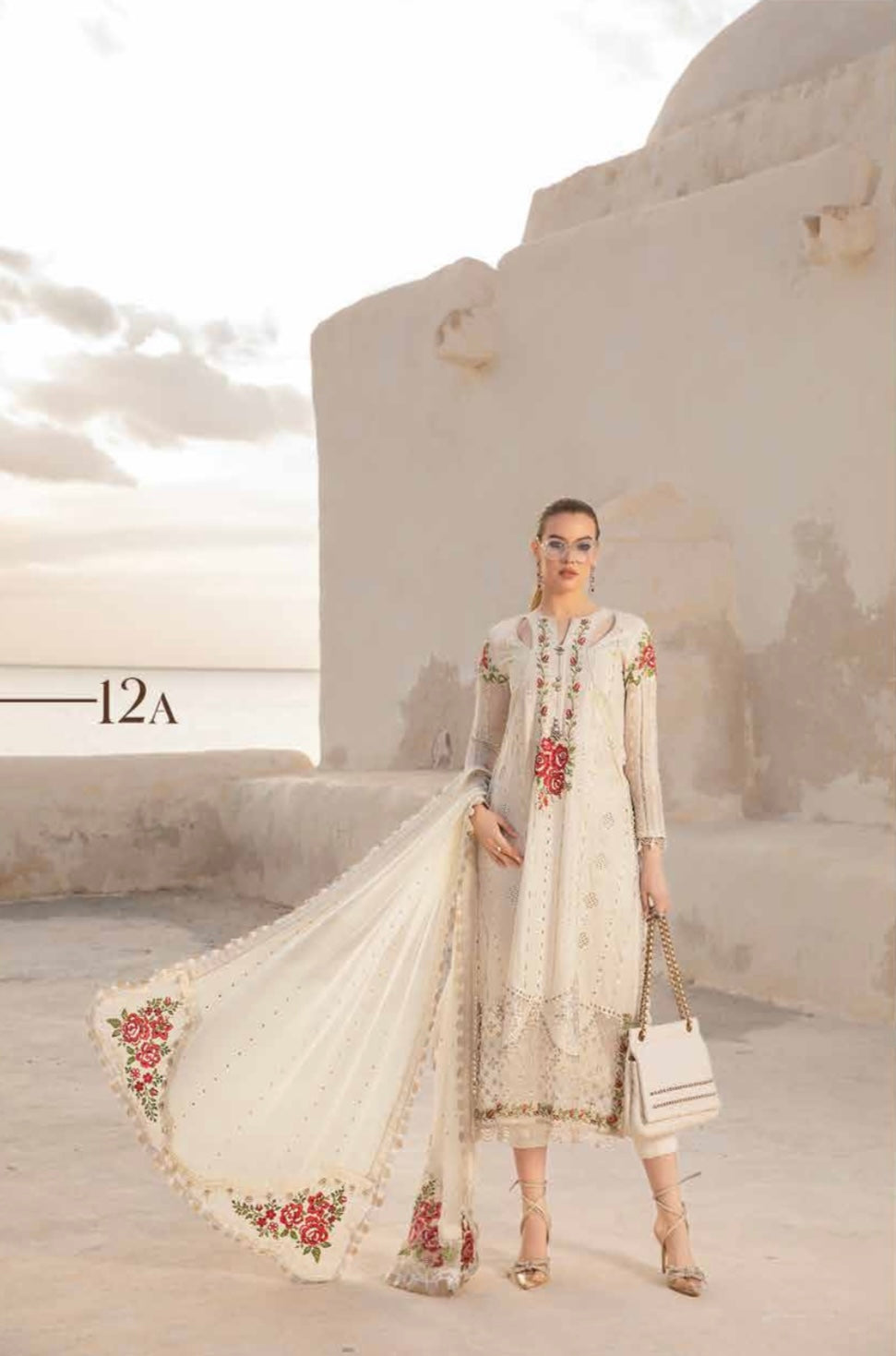 Maria B Inspired | Embroidered Cotton Readymade  | HT312 (Cream)