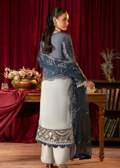 SIMRANS ‘Maria B Inspired’ | Embroidered Chiffon Readymade | SM743 (Blue-Grey)