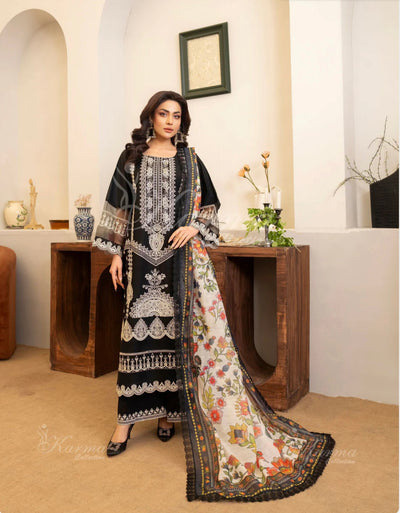 KARMA ‘Kayseria Vol 1’ | Embroidered Cotton Readymade | KC-1412 (Black)